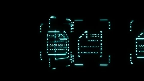 Holographic icons of folder of file data transport or quick sending in black Video stock 250651718