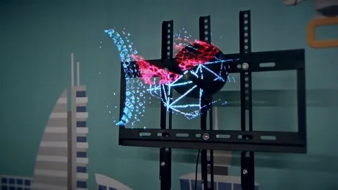 A holographic image is rotated Stock Footage 119282769