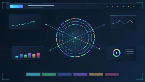 Holographic Intelligence Network with Futuristic Data Analytics Interface Stock Footage 341507721