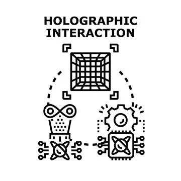 Holographic interaction concept with computing technology Stockillustratie
