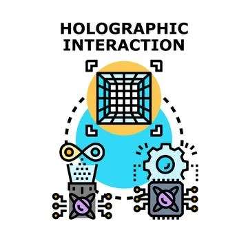 Holographic interaction concept with computing technology Illustrazione stock