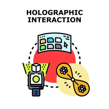 Holographic interaction technology developing future computing experience Stock Illustration