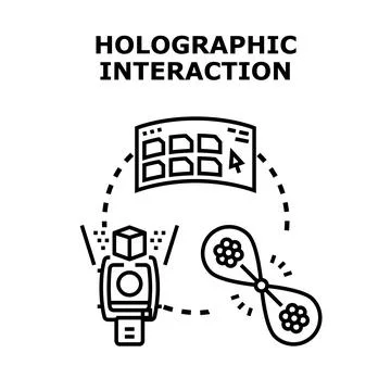 Holographic interaction technology developing future computing experience Stock Illustration