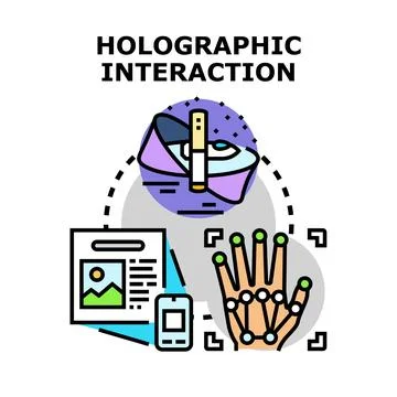 Holographic interaction technology developing future devices Stock Illustration
