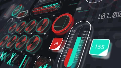 Holographic interface panel animation (view 3) Stock Footage 94760631