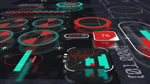 Holographic interface panel animation (view 2) Stock Footage 94760655