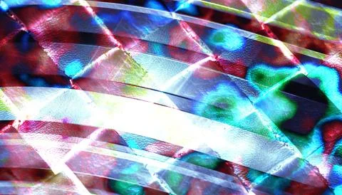 Holographic Iridescent Grid Pattern Leather Texture with Multicolor Reflect.. Stock Illustration