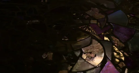 Holographic iridescent mosaic surface patterns under light gold purple Stock Footage 85411197
