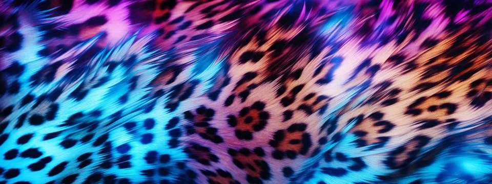 Holographic leopard seamless pattern background. Animal skin texture in retro Stock Photos