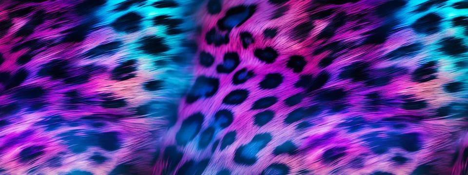 Holographic leopard seamless pattern background. Animal skin texture in retro Stock Photos