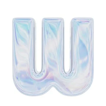 Holographic Letter W. 3D rendering. Isolated on white background Stock-Illustration