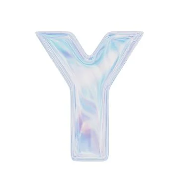 Holographic Letter Y. 3D rendering. Isolated on white background Stock-Illustration