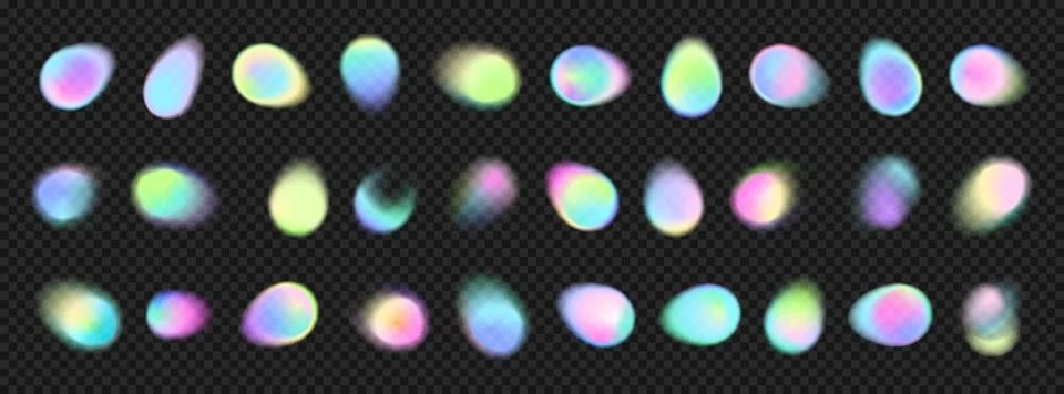 Holographic liquid elements set with iridescent blobs and glowing aura for .. イラスト素材