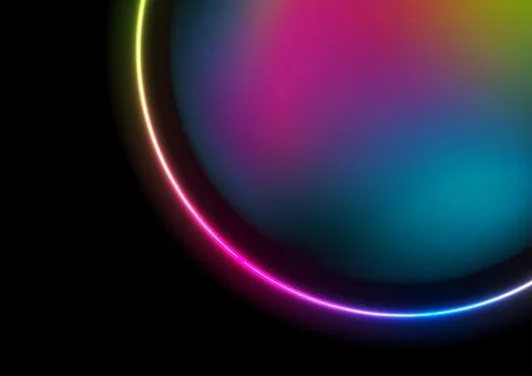 Holographic liquid geometric bubble shape and neon circle background Stock Illustration
