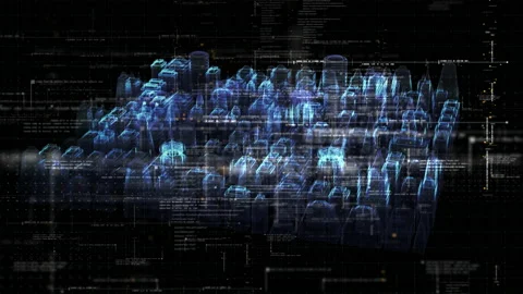 Holographic Matrix Grid Artificial Intelligence Neural Networks - 5G Concept Stock Footage 150882576