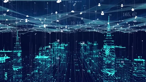 Holographic network technology smart city Stock Footage 202114148