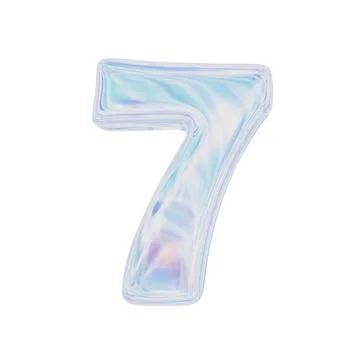Holographic number seven. 3D rendering. Isolated on white background Stock-Illustration