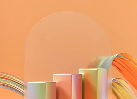 Holographic object podium platform product showcase 3d render Stock Illustration