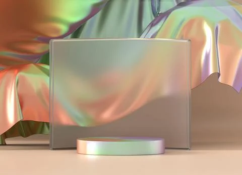 Holographic object podium platform product showcase 3d render Stock Illustration