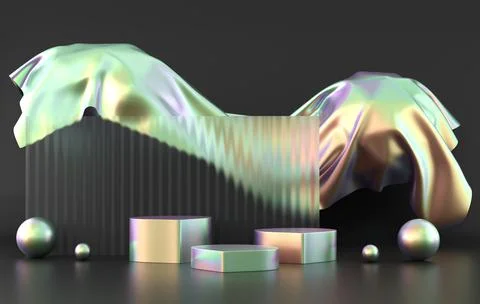 Holographic object podium platform product showcase 3d render Stock Illustration