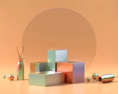Holographic object podium platform product showcase 3d render Stock Illustration