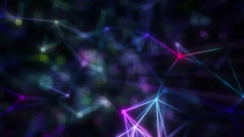 Holographic particle structure. Blurred coloured background. Seamless loop. Stock Footage 240865016