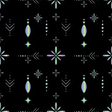 Holographic pattern seamless esoteric dot pattern vector Stock Illustration