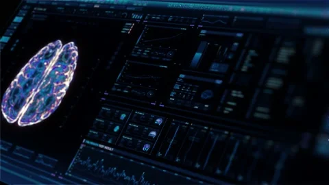 Holographic perspective interface analyzing human brain anatomy and morphology Video stock 144987943