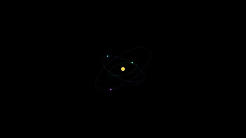 Holographic Planetary Orbit Rings with rotating orbital celestial beacons Stock Footage 345704433