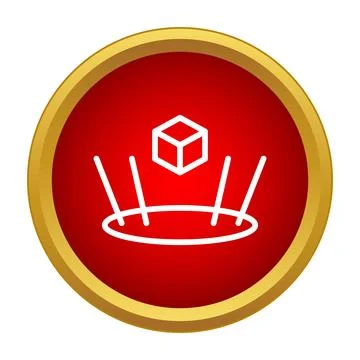 Holographic projection displaying 3d cube over circular base Stock Illustration