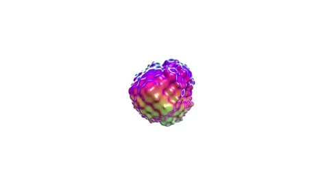 Holographic pulsating 3D blob morphing and deforming isolated on white Stock Footage 334340322
