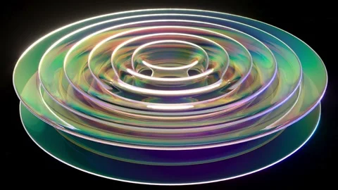 Holographic pulse circles round on black bg able to loop endless Stock Footage 319696738