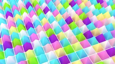 Holographic pyramids background. 3d multicolor spikes abstract. Stock-Illustration