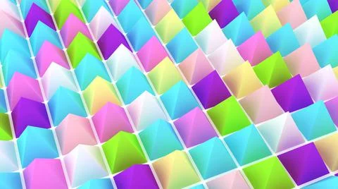 Holographic pyramids background. 3d multicolor spikes abstract. Stock Illustration
