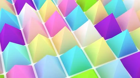 Holographic pyramids background. 3d multicolor spikes abstract. Stock-Illustration
