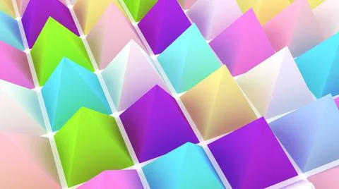 Holographic pyramids background. 3d multicolor spikes abstract. Stock-Illustration
