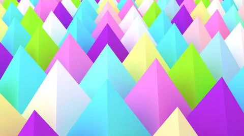 Holographic pyramids background. 3d multicolor spikes abstract. Stock Illustration