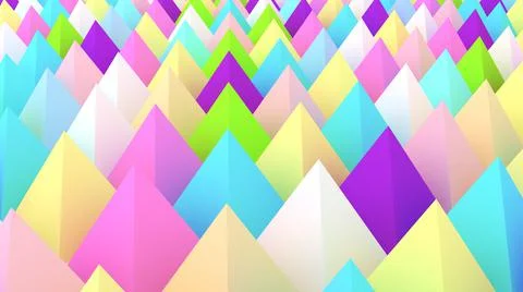 Holographic pyramids background. 3d multicolor spikes abstract. Stock-Illustration