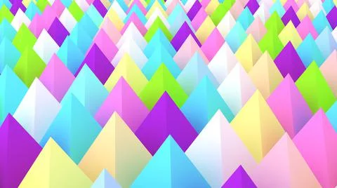 Holographic pyramids background. 3d multicolor spikes abstract. Stock-Illustration