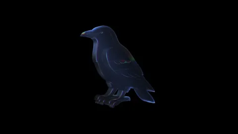 Holographic raven glitching on black background Stock Footage 316747643
