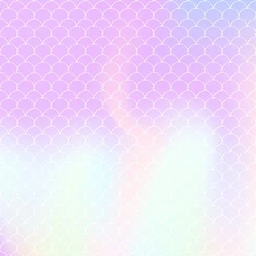 Holographic scale background with gradient mermaid. Stock Illustration