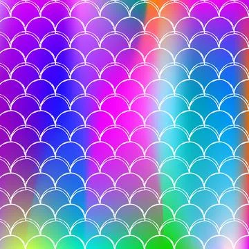 Holographic scale background with gradient mermaid. Stock Illustration