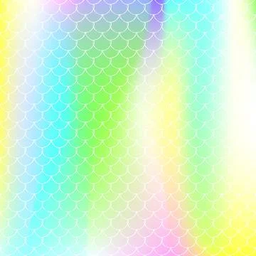 Holographic scale background with gradient mermaid. Stock Illustration
