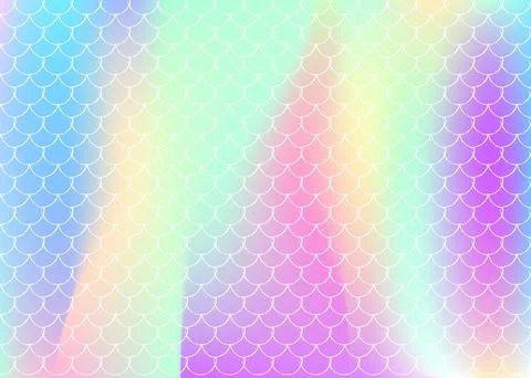 Holographic scale background with gradient mermaid. 스톡 일러스트