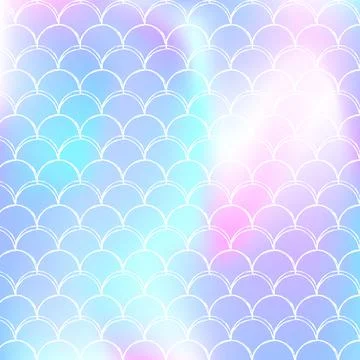 Holographic scale background with gradient mermaid. 스톡 일러스트
