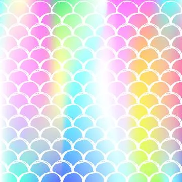 Holographic scale background with gradient mermaid. Stock Illustration