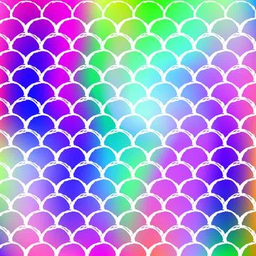 Holographic scale background with gradient mermaid. Stock Illustration