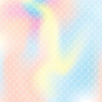 Holographic scale background with gradient mermaid. Stock Illustration
