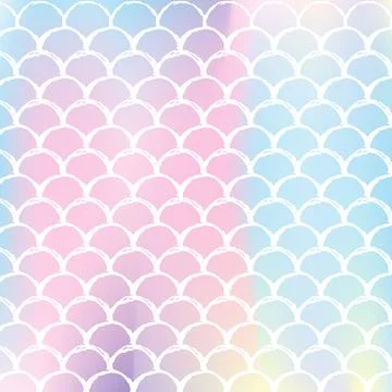 Holographic scale background with gradient mermaid. Stockillustratie