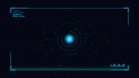 Holographic screen frame HUD interface with target scanning data animation Stock Footage 337105494